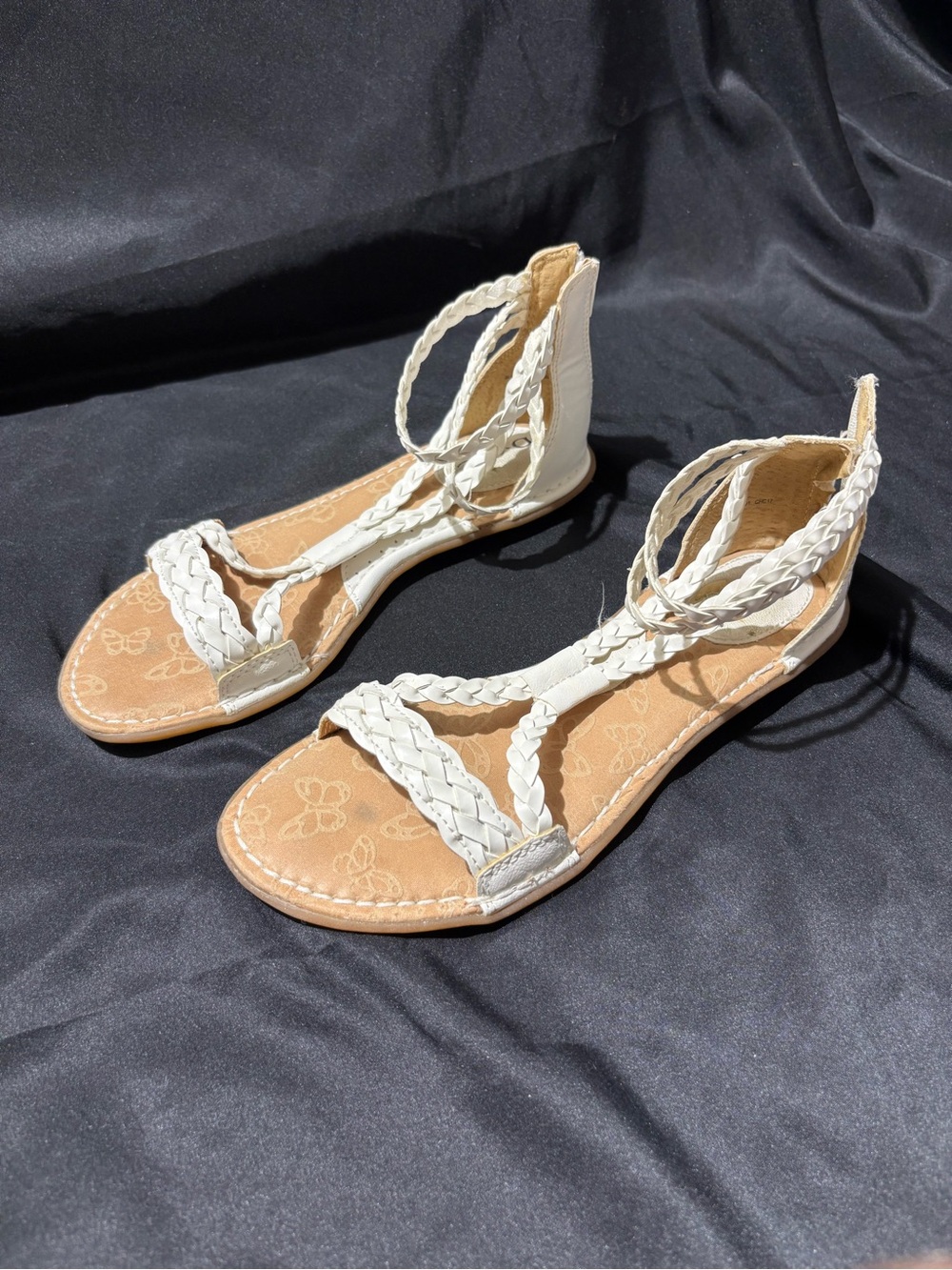 boc White Braided Ankle-Strap Sandals